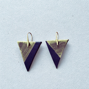 Two-Tone Triangle Leather Earrings