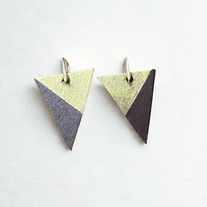 Two-Tone Triangle Leather Earrings