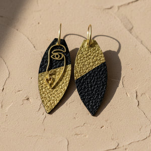 Leather Abstract Face Earrings