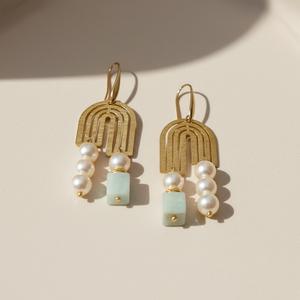 Blue Ocean & Pearls Earrings