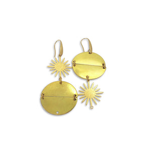 Twin Eclipse Gold Plated Dangle Earrings