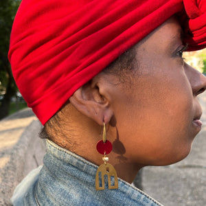 Abstract Leather and Brass Earrings