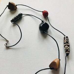 Leather Cord Tribal Bead Necklace
