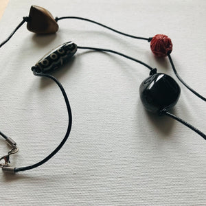 Leather Cord Tribal Bead Necklace