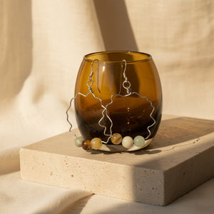 Silver Hand Shaped Ocean Jasper Wave Hoop Earrings