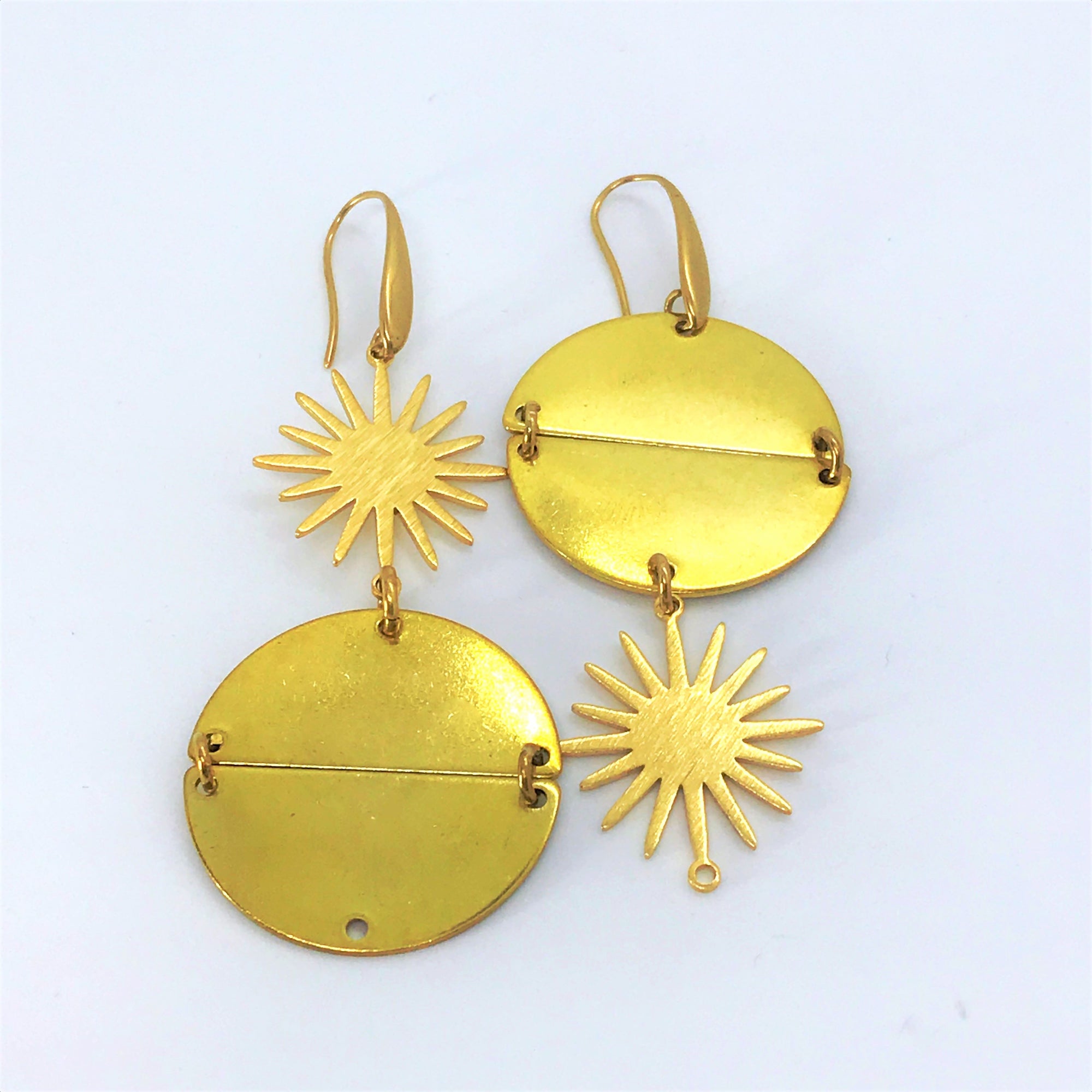 Twin Eclipse Gold Plated Dangle Earrings