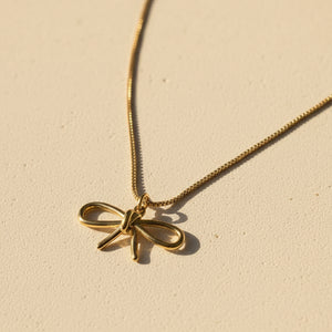 Elevated Bow Charm Necklace