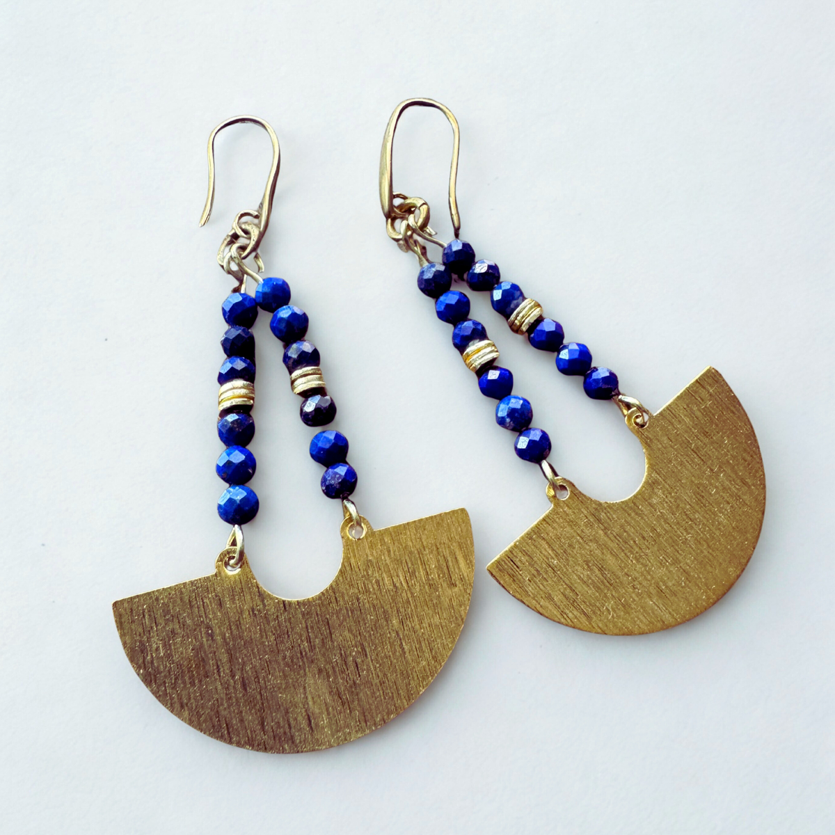 Lapis Crescent Drop Earrings