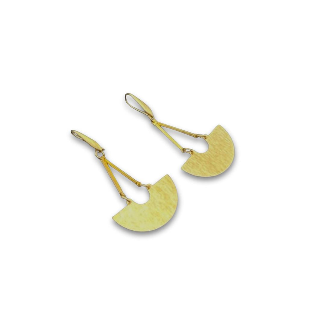 Crescent Drop Brass Earrings