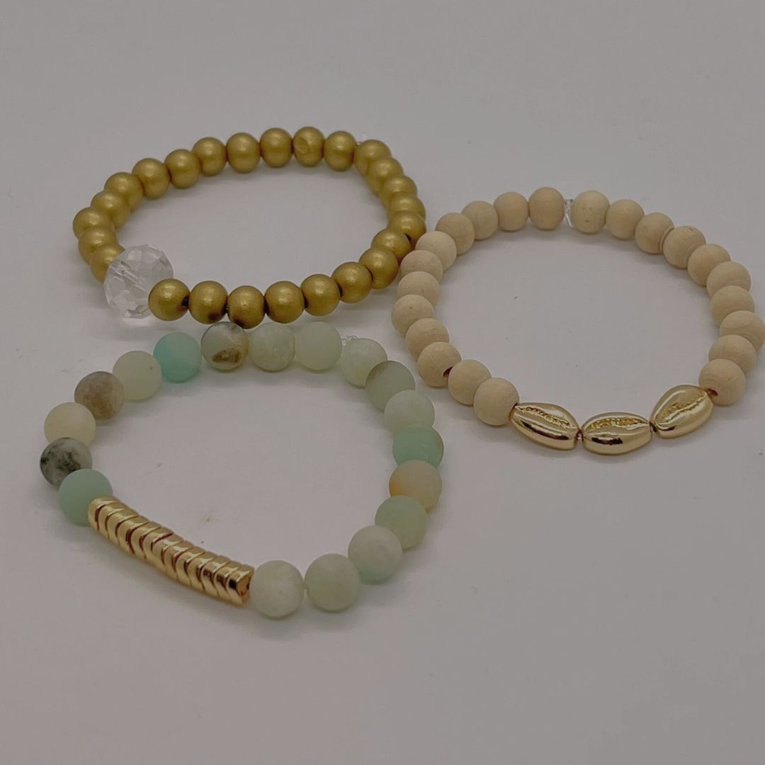 Three beaded bracelets