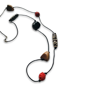 Leather Cord Tribal Bead Necklace