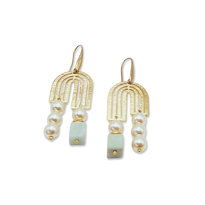 Blue Ocean &amp; Pearls Earrings