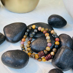 Multicolor Petrified Wood Stretch Bracelet 