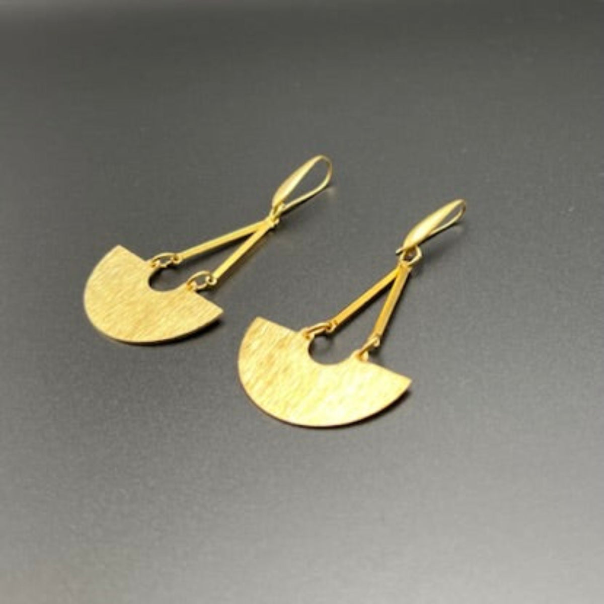 Crescent Drop Brass Earrings