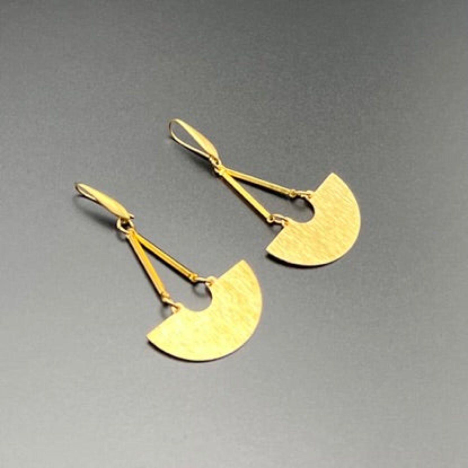 Crescent Drop Brass Earrings