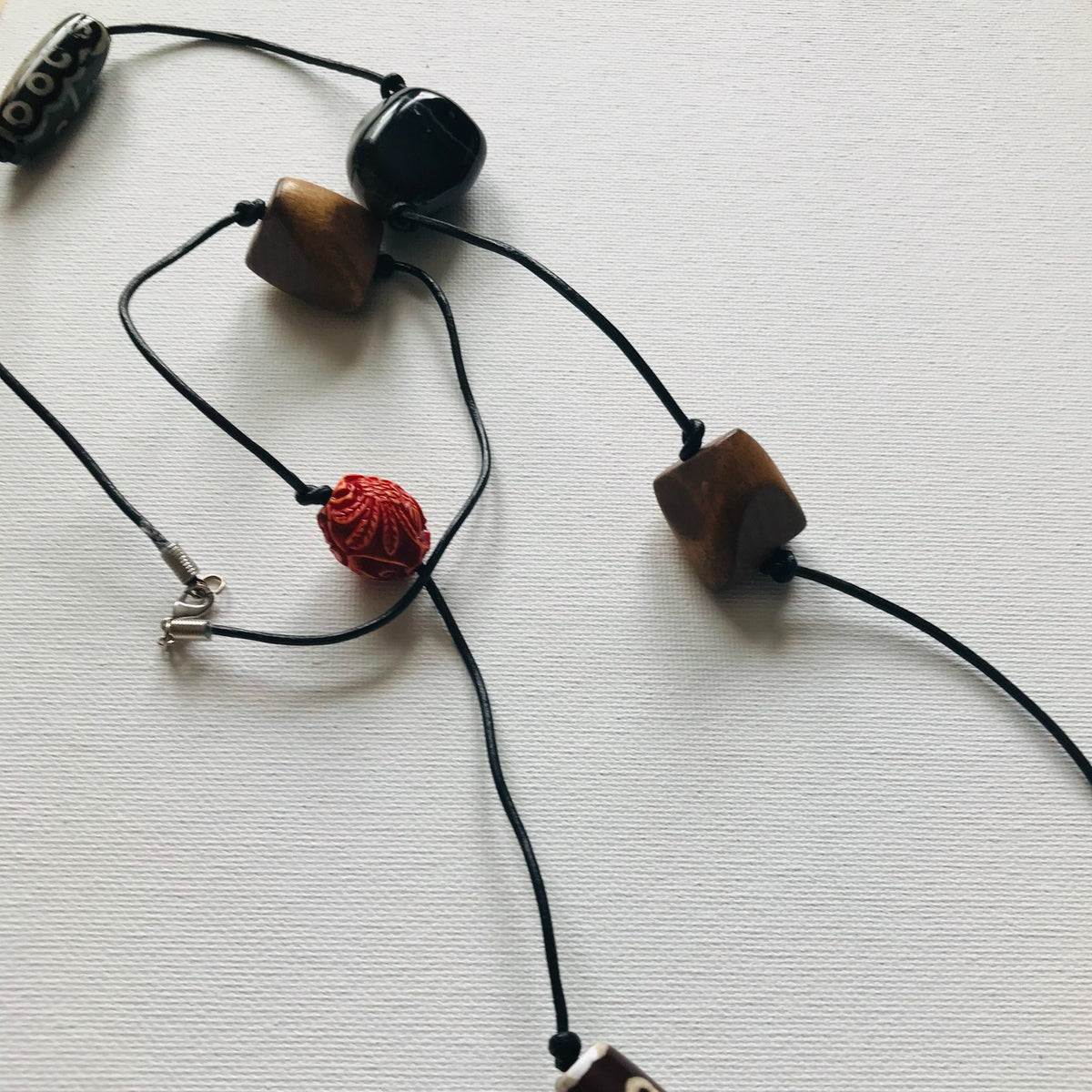 Leather Cord Tribal Bead Necklace