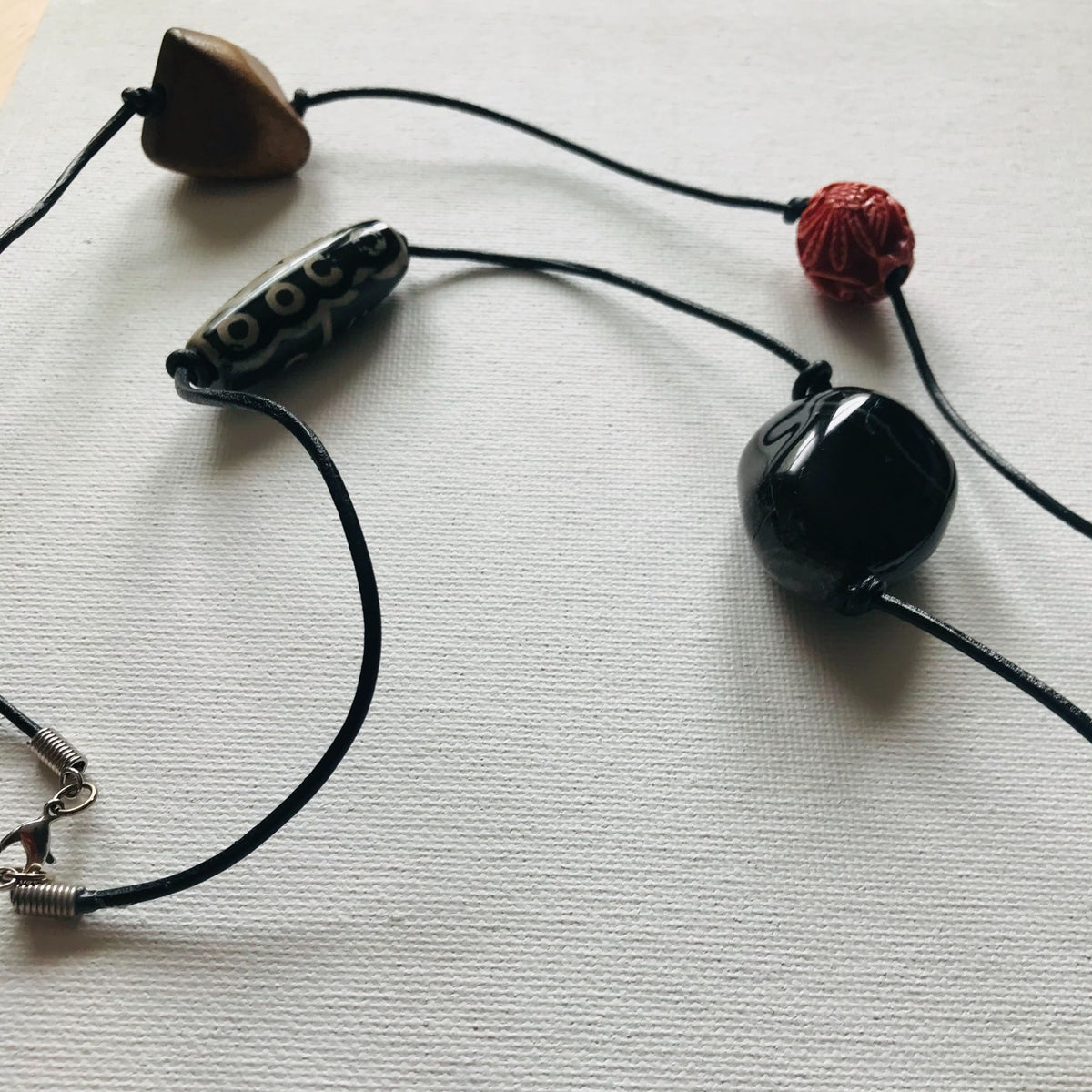 Leather Cord Tribal Bead Necklace