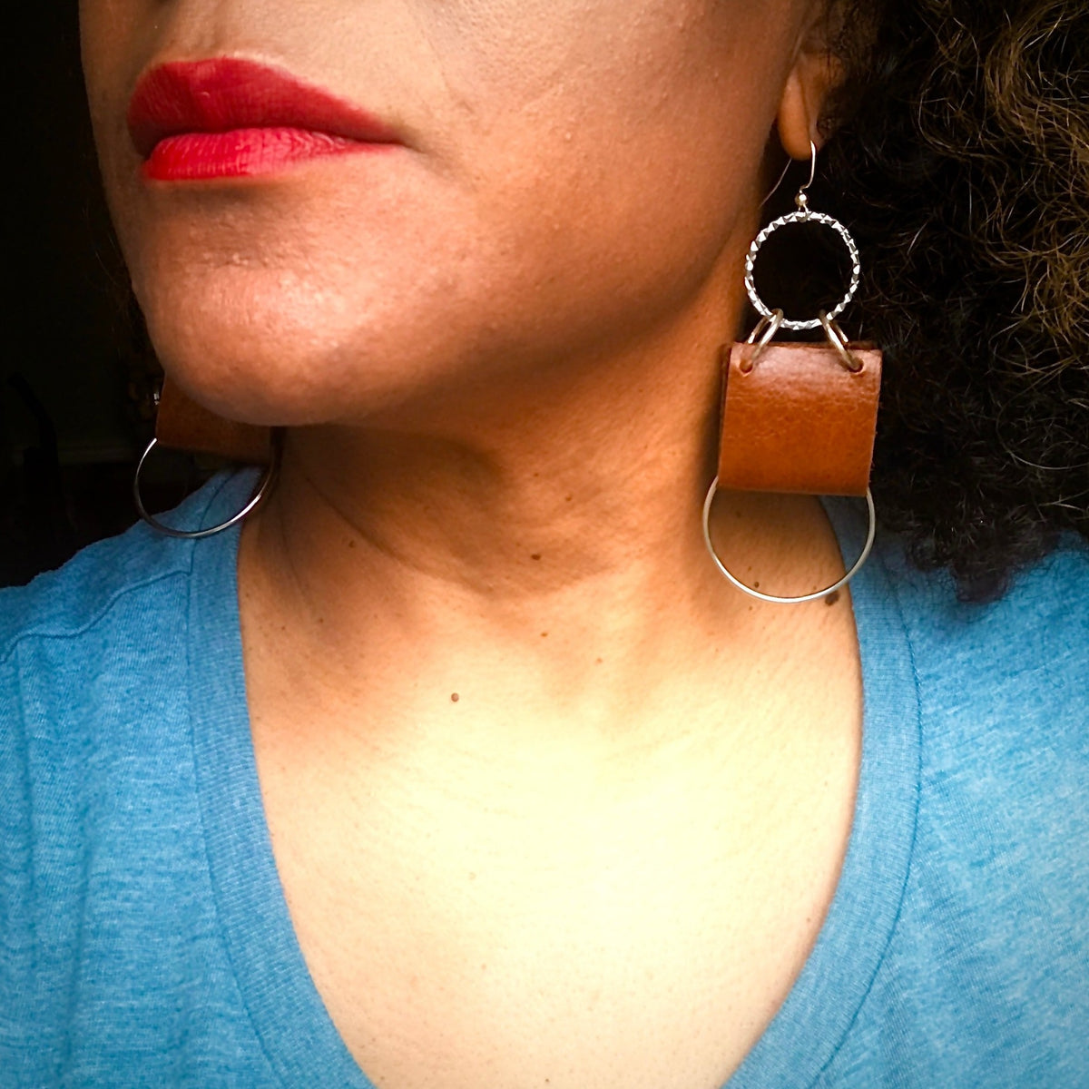 Leather Hoop Earrings